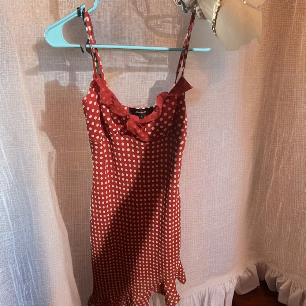 Super cute red polkadot with ruffles dress
